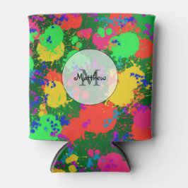 Porta-lata Paint Splatter em tons de verde latão