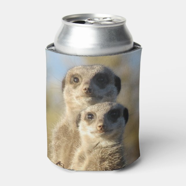 Porta-lata Pair of Meerkats Cute Photo (Can Front)