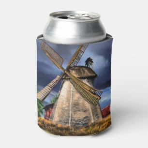 Porta-lata Paisagem bonita do moinho de vento nos Países Bai