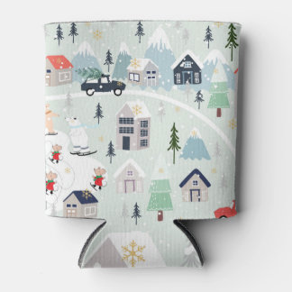 Porta-lata Paisagem de inverno com urso polar, fundo de Natal