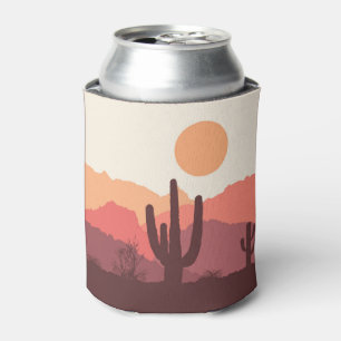 Porta-lata Paisagem do deserto mexicano burgundy e laranja