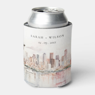 Porta-lata Paisagem em Aquarela de Casamento em Seattle, Wash