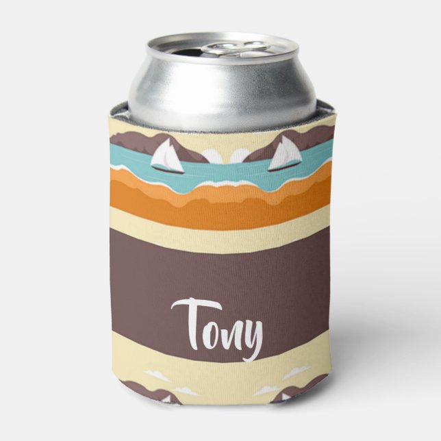 Porta-lata Paisagem tropical com padrão de iate (Can Front)