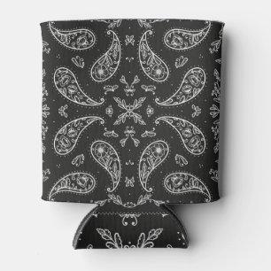 Porta-lata Paisley bandana: impressão preto e branco