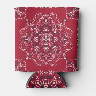 Porta-lata Paisley, crânios, bandana, design quadrado.