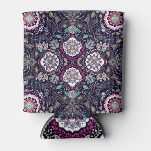 Porta-lata Paisley floral, design de bolso quadrado.
