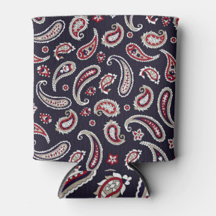 Porta-lata Paisley tradicional indiano, padrão de marinho.