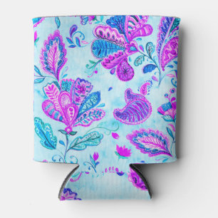 Porta-lata Paisley Watercolor: Floral Oriental Azulejo
