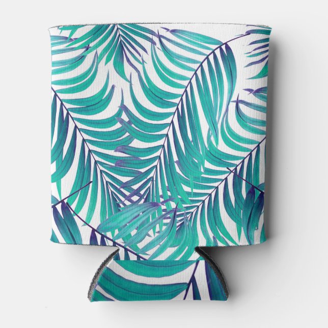 Porta-lata Palma Verde Folga: Fundo Branco (Frente)