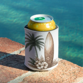 PORTA-LATA PALMEIRA HIBISCO FLOR E PRANCHA DE SURFE