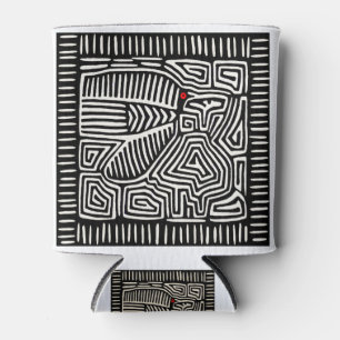 Porta-lata Panamá Kuna Indian Mola Pajaro - Branco preto