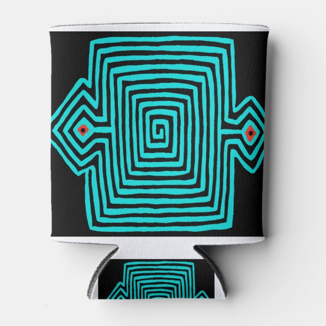 Porta-lata Panamá Mola Tortoise - Preto Azul (Frente)