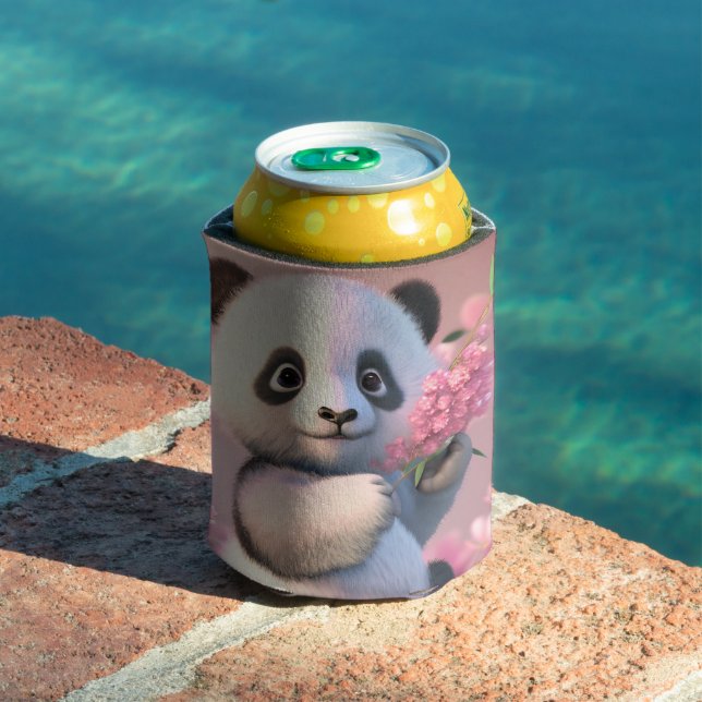 Porta-lata Panda Bear Cherry Blossom Personalize Nome (Piscina in situ)
