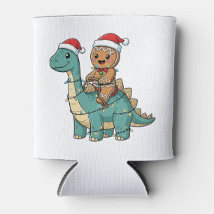 Porta-lata Pão de gengibre montando um dinossauro Natal Santa