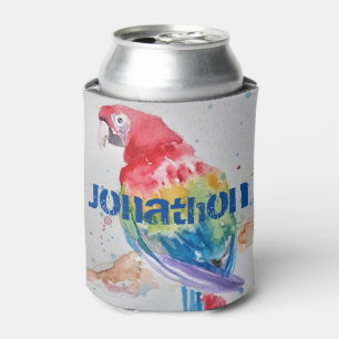 Porta-lata Papagaio Arara Vermelha Arte em Aquarela Design La