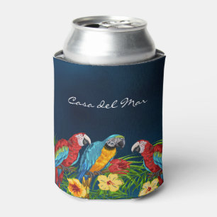 Porta-lata Papagaios tropicais azuis deixam nome de casa de v
