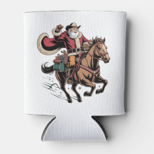 Porta-lata Papai Noel Cowboy Montado a Cavalo Natal