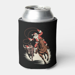 Porta-lata Papai Noel Cowboy Rodeio Cavalo Laço Natal Ocident