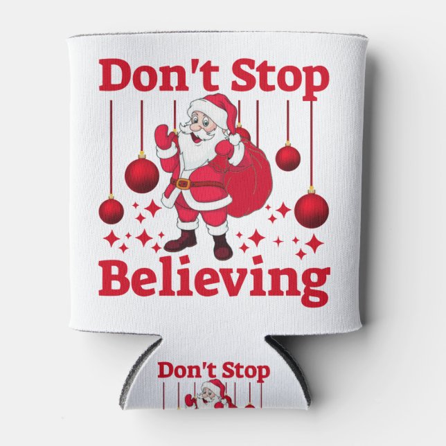 Porta-lata Papai Noel de Natal acreditando (Frente)