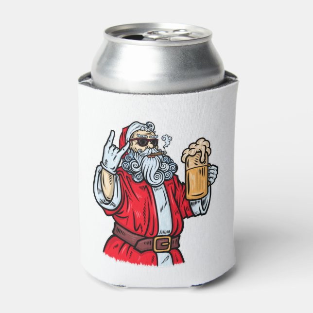 Porta-lata Papai Noel Mau, Rocha, Cerveja e Charuto (Can Front)