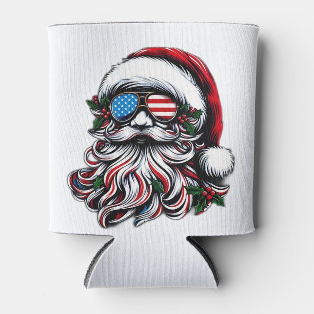 Porta-lata Papais noeis de Natal patrióticos/americanos (Frente)