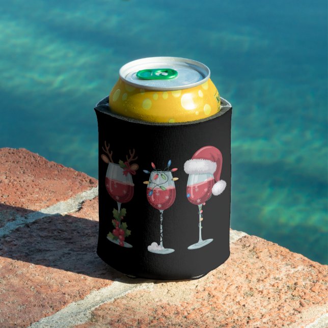Porta-lata Papais noeis de Natal Vinho Bebendo de Férias de V (Piscina in situ)