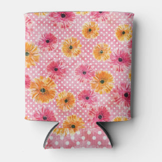 Porta-lata Papel vítreo, flores gerbera aquarela.