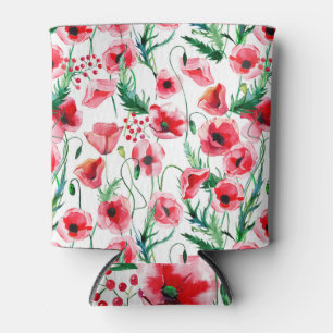 Porta-lata Papoilas vermelhas: ilustração floral de aquarela