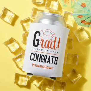 Porta-lata Parabéns Boné Formando Laranja e Preto