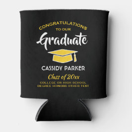 Porta-lata Parabéns Festa de formatura preto Dourado moderno 