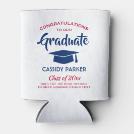 Porta-lata Parabéns Festa de formatura Vermelho Moderno Branc