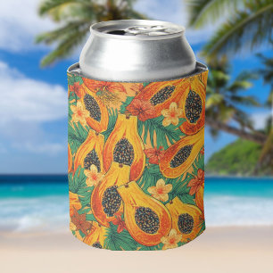 Porta-lata Paraíso do Mamão Frutas Tropicais em Aquarela