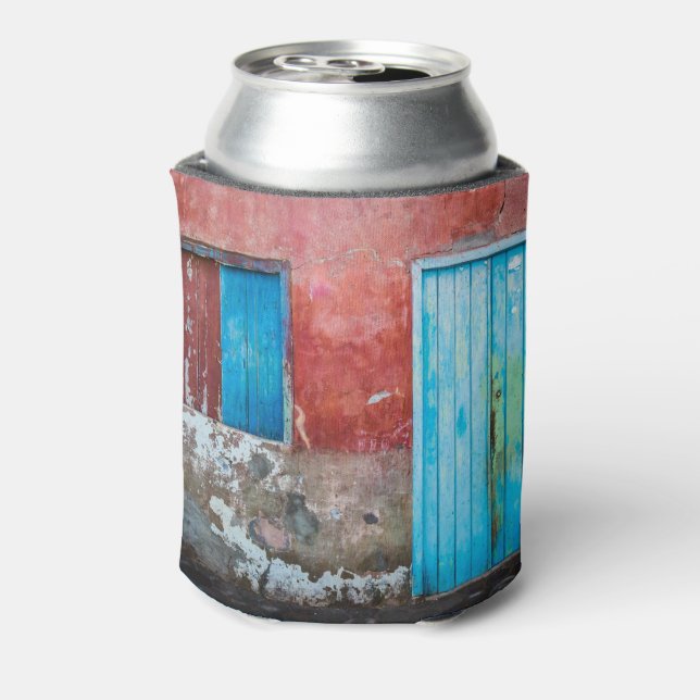 Porta-lata Parede vermelha, azul e cinza, porta e janela (Can Back)