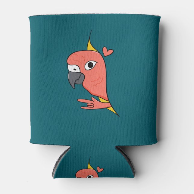 Porta-lata Parrot ASL I Love You - Deaf Culture Design (Frente)