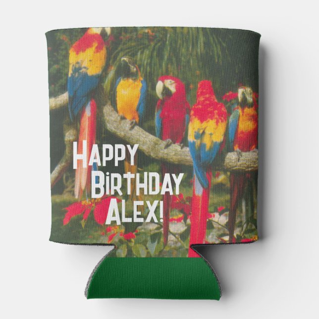 Porta-lata Parrots Happy Birthday (Traseira)