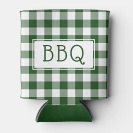 Porta-lata Partido Clássico de CHURRASCO Branco Gingham Verde