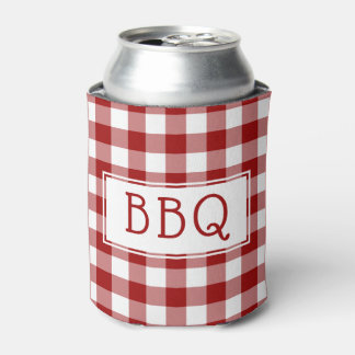 Porta-lata Partido Clássico do CHURRASCO Branco Gingham