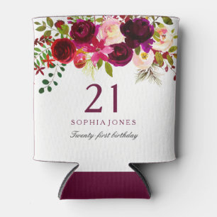 Porta-lata Partido de aniversário de 21 anos floral de