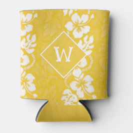 Porta-lata Partido Hawaii Luau Hibiscus Flowers Monograma