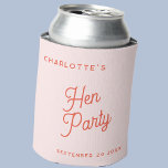 Porta-lata Partido Hen Personalizado de Script Moderno<br><div class="desc">Um design de tipografia quic moderna em laranja e cor-de-rosa para celebrar uma galinha especial faz em estilo. Altere o texto para personalizar.</div>