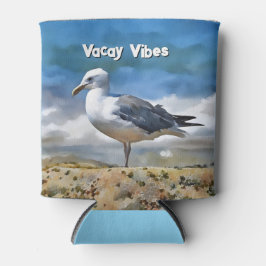 Porta-lata Pássaro de Seagull descendo na lata de praia