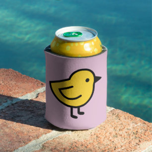 Porta-lata Pássaro Frango Amarelo Em Um Rosa