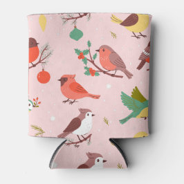 Porta-lata Pássaros de Natal de Inverno Nome Personalizado