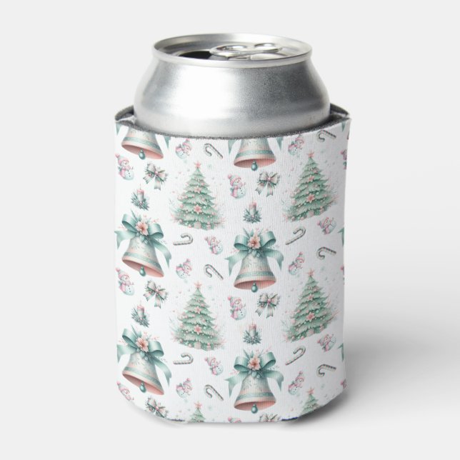 Porta-lata Pasta Mint e Pink Natal Sem Costura (Can Front)