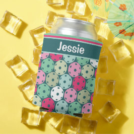 Porta-lata Pastel Picklebolas em verde escuro, com nome