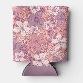 Porta-lata Pastel Rosa e Púrpura Floral