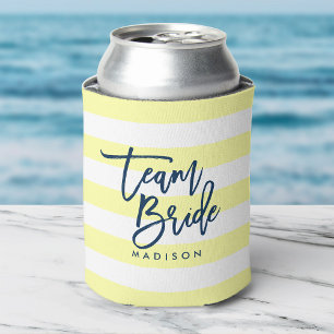 Porta-lata Pastel Yellow e White Stripes Blue Team Brid