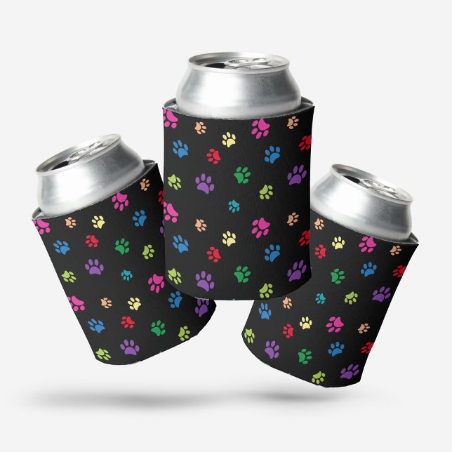 Porta-lata Patas Pintadas com Cores do Arco-íris em Preto (Criador carregado)
