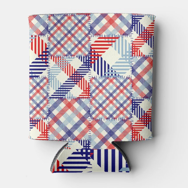 Porta-lata Patch de Xadrez Clássica: Padrão Quadrado (Frente)