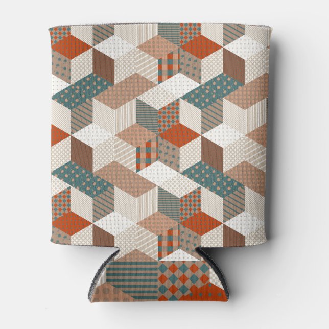 Porta-lata Patches Stars Vintage Brown Green (Frente)